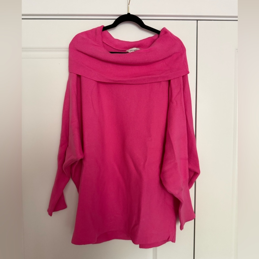 DAVI & DANI Vibrant Pink Cowl Neck Sweater